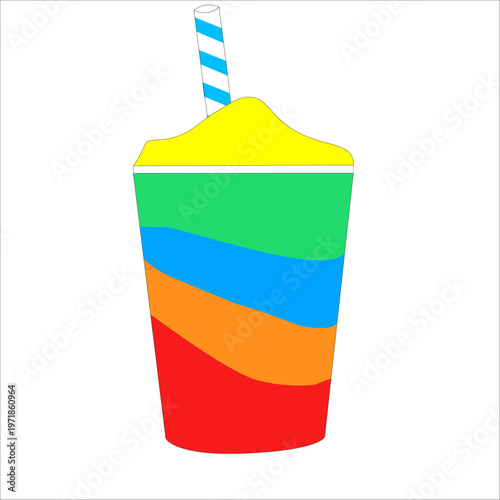 A cup of rainbow slushy