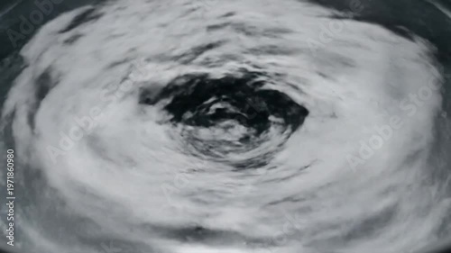 Water vortex swirling down into black hole