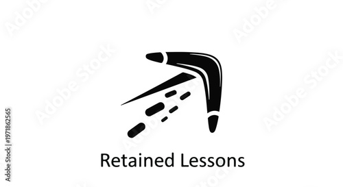 Boomerang graphic with motion lines symbolizes returning lessons or concepts.