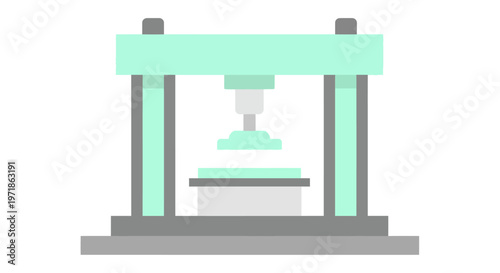 Industrial hydraulic press machine, flat design vector illustration