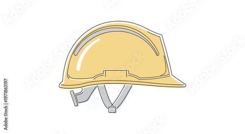 Yellow hard hat on a white background, construction safety equipment, protective headwear