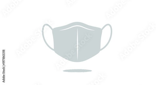 Light Gray Face Mask with Ear Loops on White Background, Minimalist Design