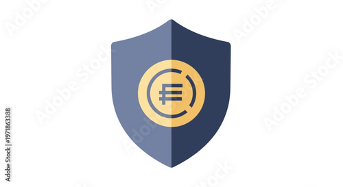 Secure shield with euro coin, financial protection and safety concept