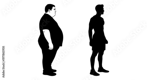 A man before and after weight loss Vector, illustration