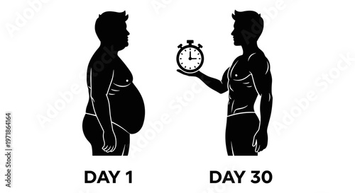 Transformation from day 1 to day 30 Vector, illustration