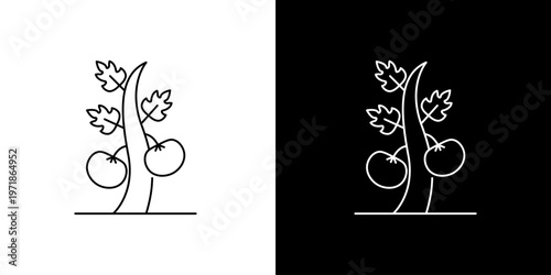 Minimalist line art fruit plant icon. Simple vector graphic for nature, organic produce, and garden themes. Clean design for modern digital and print assets