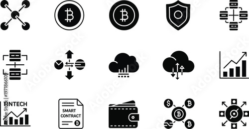 Digital finance Icons Set: A collection of meticulously crafted icons. They embody the essence of the digital finance landscape.