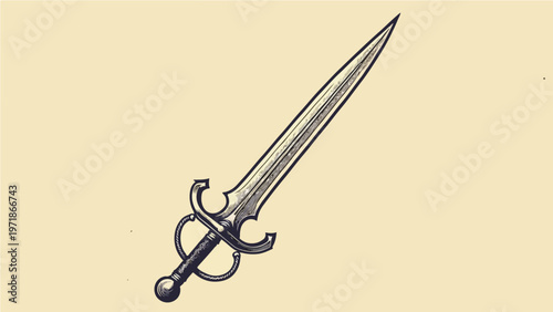 Medieval Sword Vintage Illustration