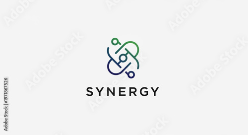 Elegant synergy logo featuring interconnected shapes and the word SYNERGY below, conveying collaboration and unity.