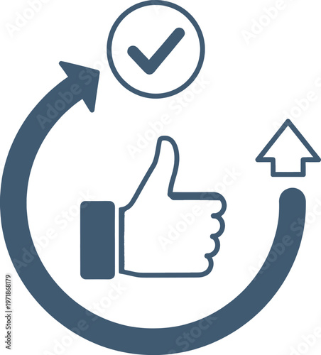Circular process of approval, satisfaction, and continuous improvement Vector