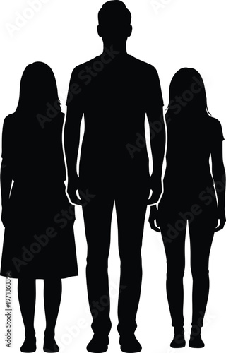 Silhouettes of three standing figures against a plain background Vector