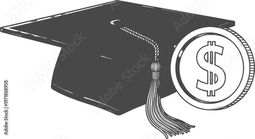 Graduation cap symbolizing the cost of higher education and student loans Vector