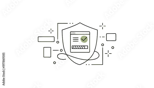 Digital Security Shield Protecting Online Data and Information.