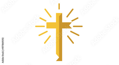 Golden Cross with Sun Rays 1.