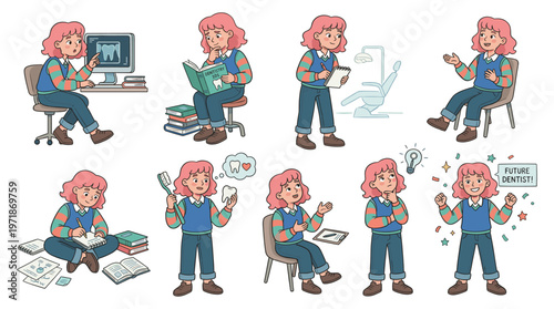 Diverse Dental Care Character Set Healthcare Medical Poses and Professional Activities Collection