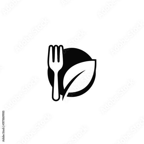 Fork and leaf logo symbol.
