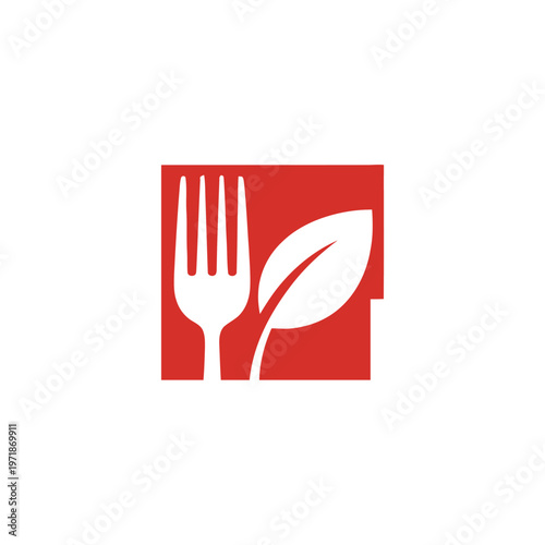 Fork and leaf logo symbol.