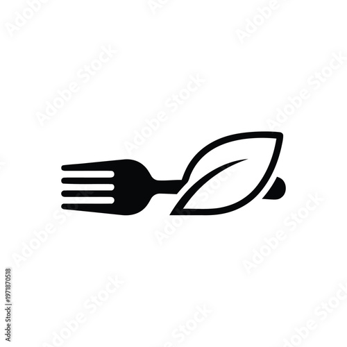 Fork with leaf logo symbol.