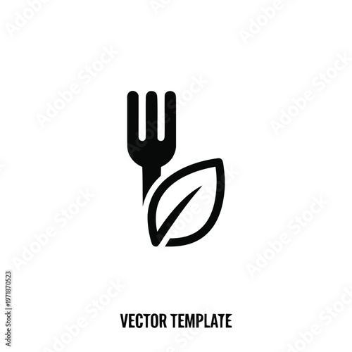 Fork with leaf logo symbol.