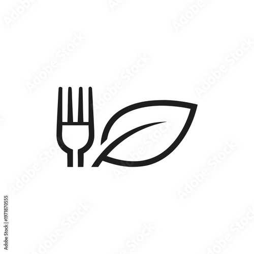Fork with leaf logo symbol.