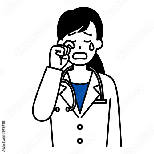 泣く医師の女性