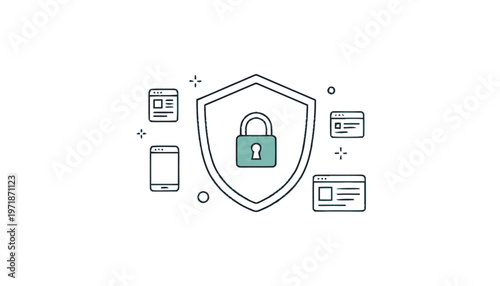 Digital Security Shield Protecting Online Data and Privacy.