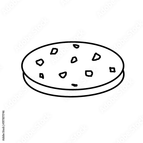 cookie eatable food item baked biscuit choco chips drawing.eps