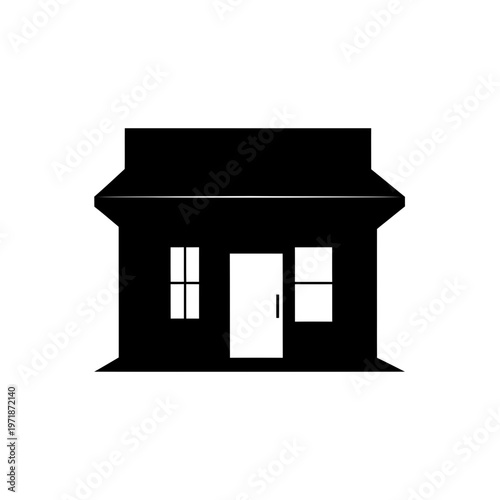 Silhouette of a Humble Abode: A stark, yet inviting, silhouette of a quaint building, evoking a sense of simplicity and shelter.