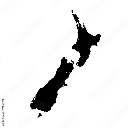 New Zealand's Contours: A minimalist silhouette of New Zealand, evoking a sense of adventure, travel and exploration.