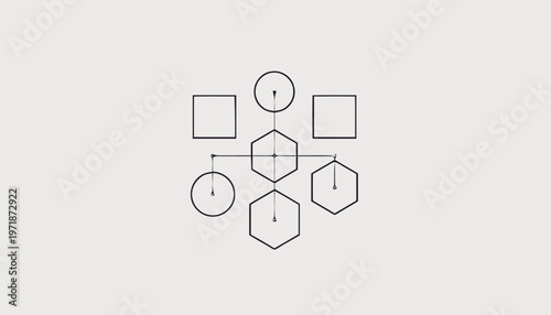 Geometric Shapes Arranged on a Light Gray Background for Design.