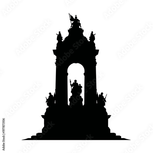 Monument Silhouette: A striking silhouette of an elaborate monument, showcasing intricate architectural detail and a sense of historical significance.