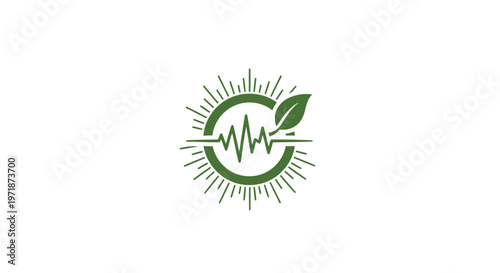 Green health logo with leaf and heartbeat symbol on white background.