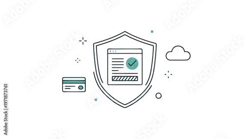 Digital Security Shield Protecting Online Transactions and Data Privacy.