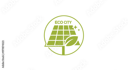 Eco City Solar Panel Logo Depicting Renewable Energy and Sustainability.