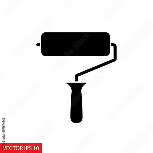 Paint Roller Icon: A bold and sleek silhouette of a paint roller, the essential tool for home renovation and creative projects, ready to bring color to any surface.
