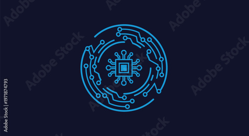 Futuristic Digital Circuit Board Design Depicting Technological Advancement.