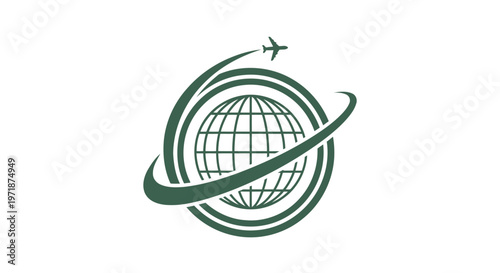 Global Travel and Aviation Logo Depicting Worldwide Flight Paths.