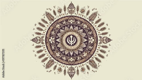 Ornate Sikh Khanda Mandala Design
