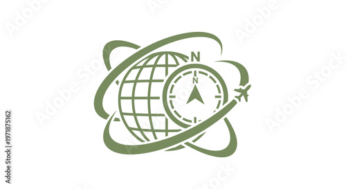 Global Travel and Navigation - Compass and Globe Illustration.