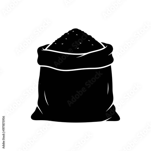 Grain Sack Illustration: A bold, high-contrast illustration of a rustic grain sack overflowing with a bountiful harvest, perfectly conveying the essence of industry and agriculture.