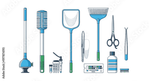 Aquarium Maintenance Tools Collection for Fish Tank Cleaning and Care
