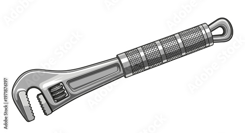 Adjustable Wrench Tool Isolated on White Background