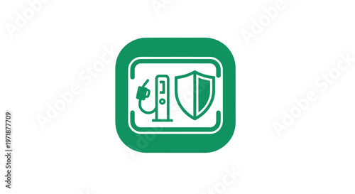 Green Shield and Fuel Pump Icon Representing Protection and Energy.