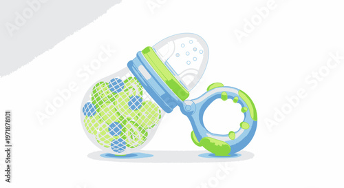 Baby Food Feeder with Fresh Fruit Inside, Healthy Eating Concept