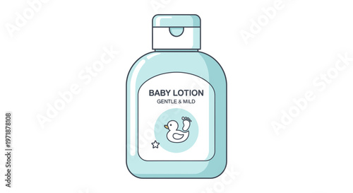 Baby Lotion Bottle with Duck Illustration, Gentle Skincare Product