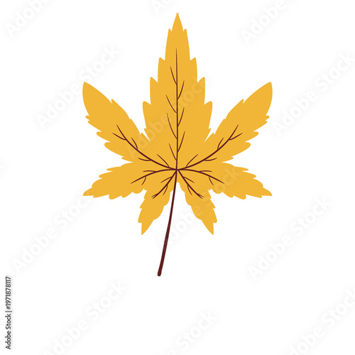 Golden Maple Leaf Illustration – Autumn Fall Botanical Seasonal Leaf