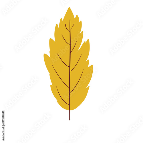 Single Leaf Illustration – Textured Yellow Botanical Autumn Leaf