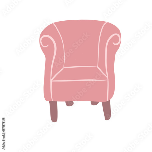 Cute Armchair Illustration – Pastel Cozy Sofa Living Room Furniture