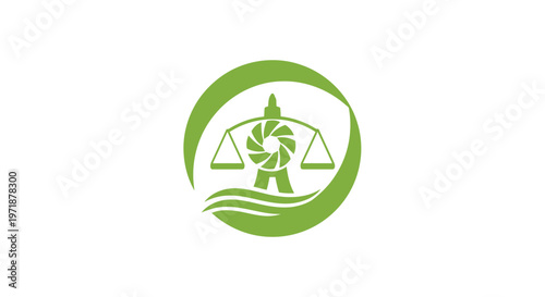 Green Logo Depicting Balance and Justice, Symbolizing Fairness and Equality.