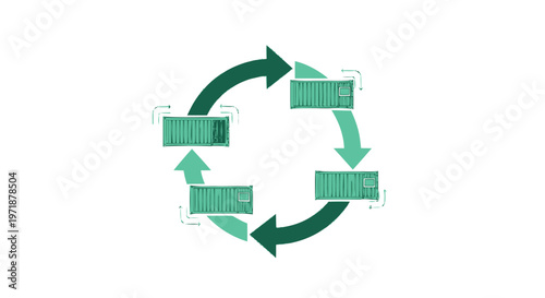 Green Arrows Forming a Continuous Cycle Representing Process and Flow.